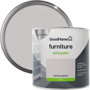 GoodHome White plains Satin Furniture paint, 500ml