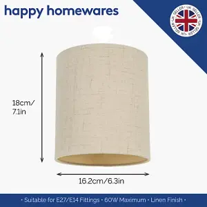 Contemporary and Sleek Taupe Linen Fabric 6 Cylindrical Lamp Shade 60w Maximum