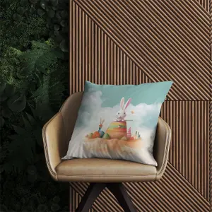 White Rabbit On A Beach Holiday Outdoor Cushion 60cm x 60cm