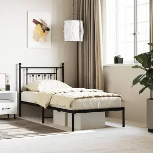 Berkfield Metal Bed Frame with Headboard Black 80x200 cm