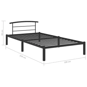 Berkfield Bed Frame Black Metal 90x200 cm