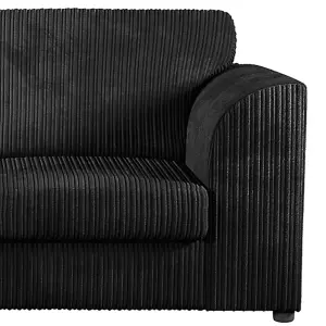 Luxor Long Fabric Jumbo Cord 4 Seater Sofa - Full Back Black