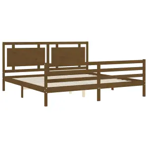 Berkfield Bed Frame with Headboard Honey Brown 200x200 cm Solid Wood