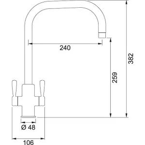 Franke Ascona Swivel U-Spout Mono Mixer Twin Lever Silk Steel Kitchen Tap