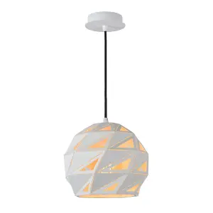 Lucide Malunga Modern Pendant Light 25cm - 1xE27 - White