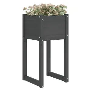 Berkfield Planter Grey 40x40x81 cm Solid Wood Pine