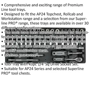 Premium 26 Piece 1/4 Inch Socket Set with Modular Tool Tray for Easy Storage