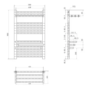 Clarissa Chrome Heated Towel Rail - 800x500mm