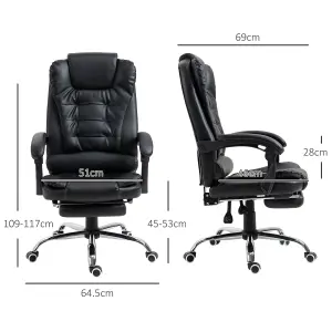 HOMCOM Executive Office Chair PU Leather Swivel Chair with Footrest Black