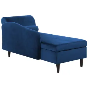 Right Hand Velvet Chaise Lounge Navy Blue LUIRO