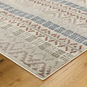 Modern Easy to Clean Blue Geometric Striped Rug for Dining Room-160cm X 230cm