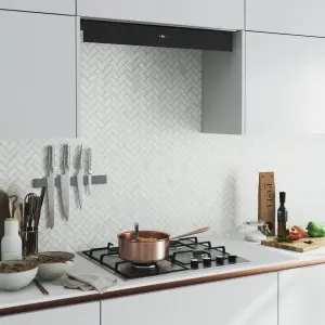 GoodHome 12mm Nepeta Matt White Stone effect Paper & resin Square edge Kitchen Worktop, (L)3000mm