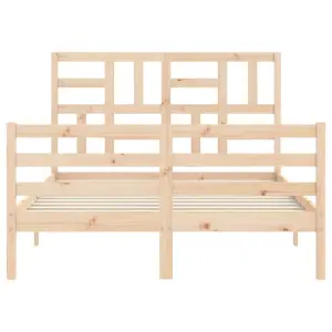 Berkfield Bed Frame with Headboard Small Double Solid Wood