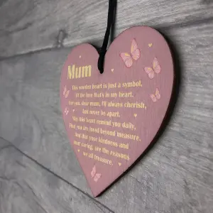 Red Ocean Beautiful Wooden Heart Mum Poem Mothers Day Gift For Mum Birthday Gift For Mum From Daughter Son Keepsake