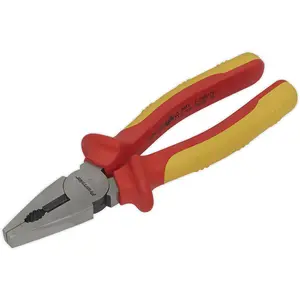 200mm Combination Pliers - Serrated Jaws - Hardened Cutting Edges - VDE Approved