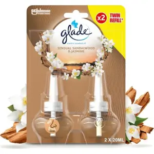 Glade Electric Twin Refill Sandalwood & Jasmine Scented Oil Plugin, 2 x 20ml