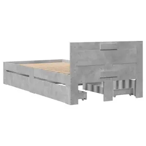 Berkfield Bed Frame with Headboard without Mattress Concrete Grey 90x190 cm Single