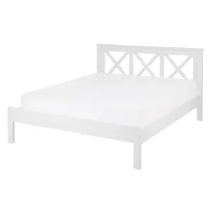 Wooden EU Double Size Bed White TANNAY