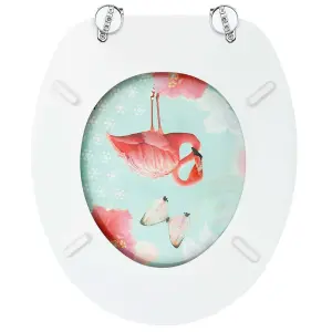 WC Toilet Seats with Lid 2 pcs MDF Flamingo Design