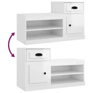 Berkfield Shoe Cabinet High Gloss White 100x42x60 cm Engineered Wood