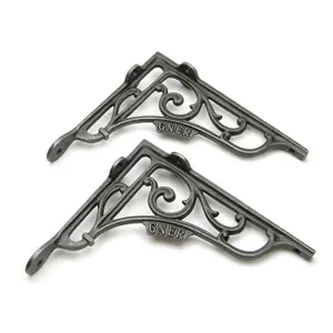 Oakcrafts - Pair of Antique Cast Iron 'GNER' Railway Victorian Style Shelf Brackets - 150mm x 150mm