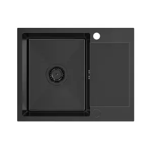 Quadron Luke 116 PVD Black Steel kitchen sink, inset with small drainer