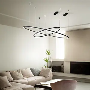 Luminosa ORACLE Slim DALI Dimmable Round 90cm Integrated LED Pendant Ceiling Light Black, 3000K