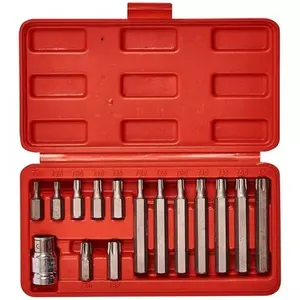 15pc Torque Bit Set In Case Metric Torx Crv Star Drive Storage Diy Compact