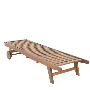 Charles Bentley FSC Acacia Wooden Reclining Sun Lounger With Pull Out Tray