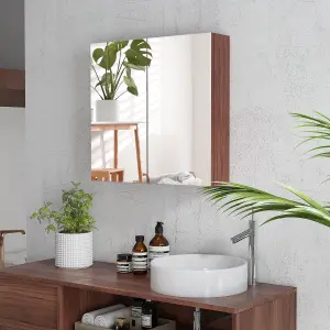 kleankin 63Wx60H cm Double Door Wall-Mount Bathroom Mirrored Cabinet Medicine