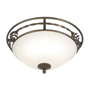 Elstead Pembroke 2 Light Flush Ceiling Light Black, Gold, E27