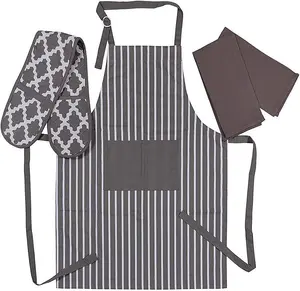 Penguin Home Apron, Double Oven Glove and 2 Kitchen Tea Towels Set