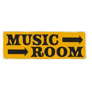 Grindstore Music Room Plaque Yellow/Black (One Size)