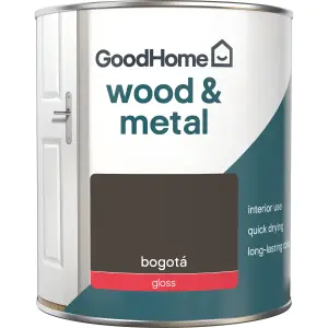 GoodHome Bogotá Gloss Metal & wood paint, 750ml