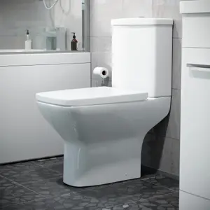 Nes Home Sandra Modern Square Rimless Close Coupled Toilet With Soft Close Seat