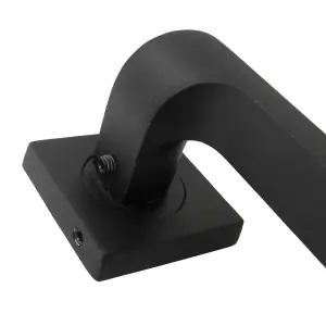 UNO-2 Door Handle Matt Black Lever on Square Rose Internal Latch Wooden Doors Handles