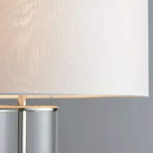 Touch Dimmable Table Lamp Nickel Glass White Shade Modern Bedside Feature Light