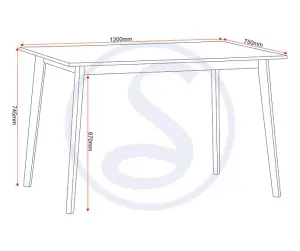 Balfour Dining Set Table and 4 Chairs in White and Oak Effect with Grey Fabric