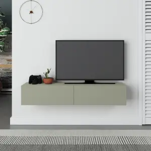 Decortie Francy Wall-Mounted TV Unit Modern Media Centre TV Cabinet 42" Ash Green 135cm