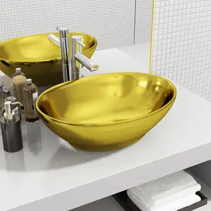 Berkfield Wash Basin 40x33x13.5 cm Ceramic Gold