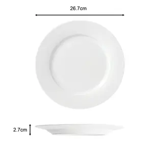 24pc White Round  Rimmed Dinner Set