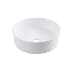 7981 Ceramic 35cm Vert Round Countertop Basin with Texture Effects