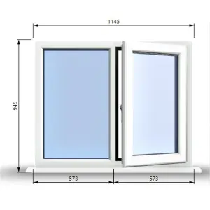 1145mm (W) x 945mm (H) PVCu StormProof Casement Window - 1 RIGHT Opening Window -  Toughened Safety Glass - White