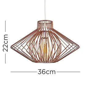 ValueLights Sinat Disperse Geometric Design Copper Wire Basket Cage Ceiling Pendant Light Shade and LED Bulb