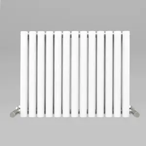 White Oval Tube 600x767mm Horizontal Double Panel Heated Towel Radiator