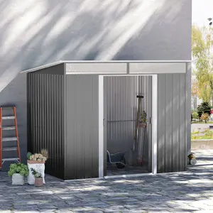 Outsunny Garden Shed Outdoor Storage Tool Organizer w/ Double Sliding Door Grey