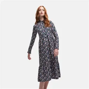 Regatta X Orla Kiely Long Sleeve High Neck Midi Dress Water Floral, Size: 18