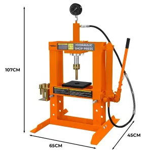 Hydraulic Shop Press 10 Ton Tonne Bench Mount Pressure Gauge Workshop Garage