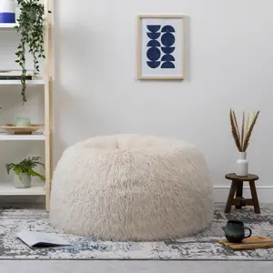 icon Mongolian Classic Faux Fur Bean Bag Chair Natural