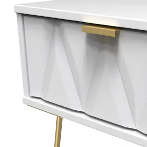 Diamond Ready assembled Matt white 1 Drawer Bedside chest (H)410mm (W)450mm (D)395mm